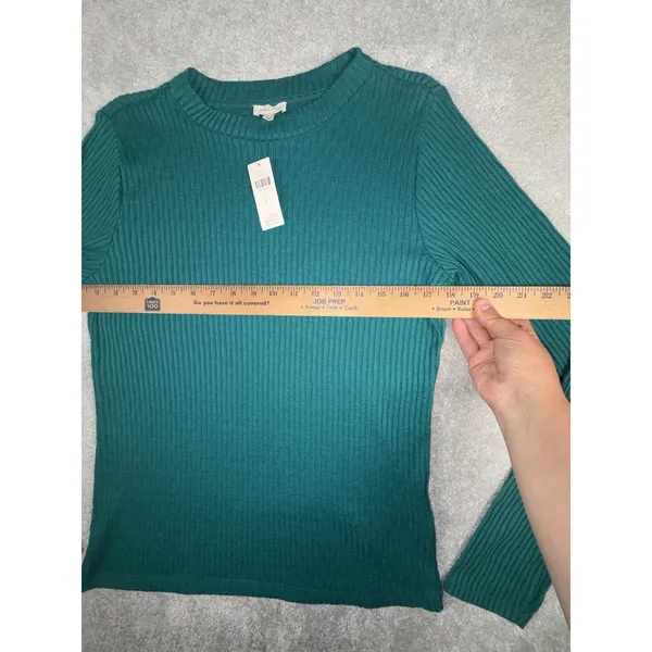 Pilcro crew neck long sleeve shirt green ribbed nwt Large - Image 6
