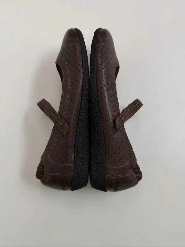 Taos Transit Mary Janes Shoes Flats Leather Lightweight Comfort Travel Brown - Image 6