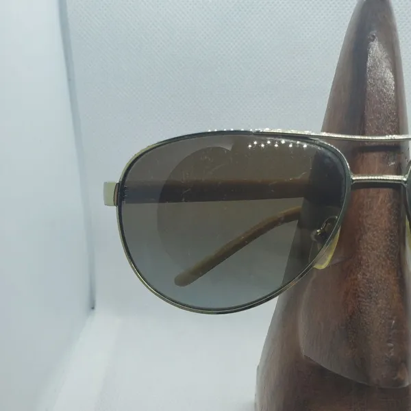 Ralph Lauren Polarized Silver & Tan Aviator Sunglasses - Image 2