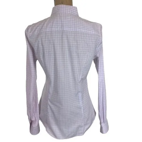 Banana Republic Womens Non-Iron Fitted Gingham Plaid Button Down Lilac Size 8 - Image 2
