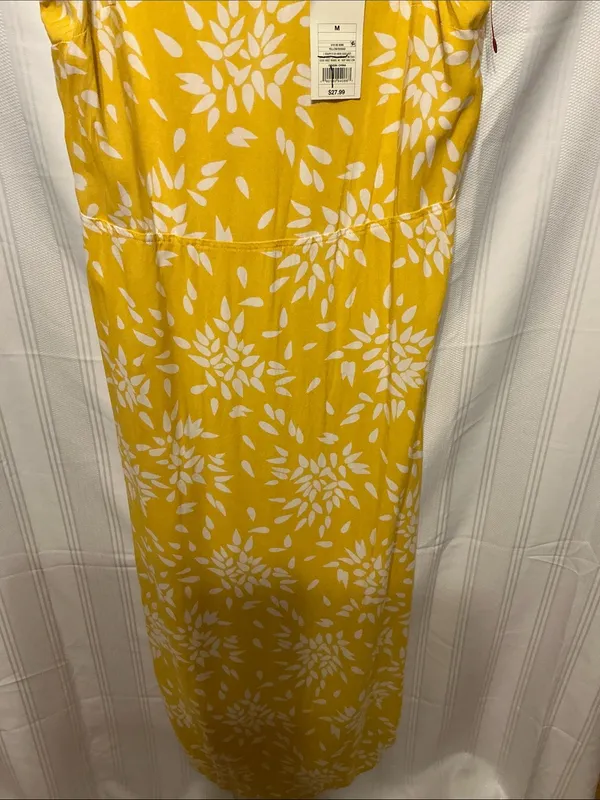 a new day Yellow Floral V-Neck Maxi Dress with White Print - Image 3