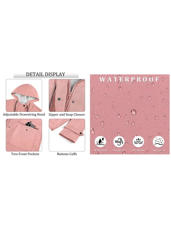 Women's Pink Hooded Jacket with Sherpa Lining WR - Image 5
