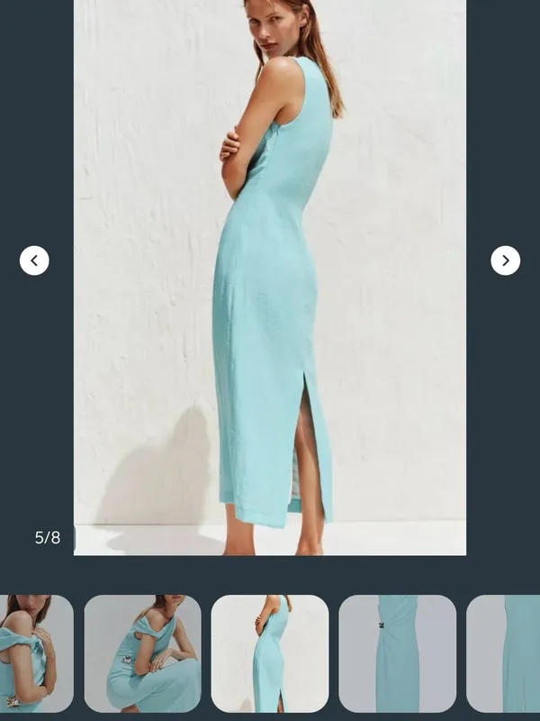 Zara Light Aqua Sheath Dress with Side Drape - Image 5