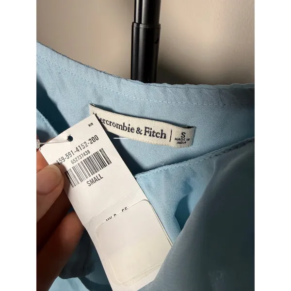 Abercrombie Light Blue Ruffle NWT Mini Dress Y2k Asymmetrical Hem Size Small - Image 2