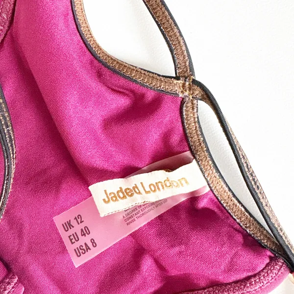 Jaded London Womens Luna Metallic‎ Micro Strappy Sexy Bikini Bottoms Plum Size 8 - Image 5