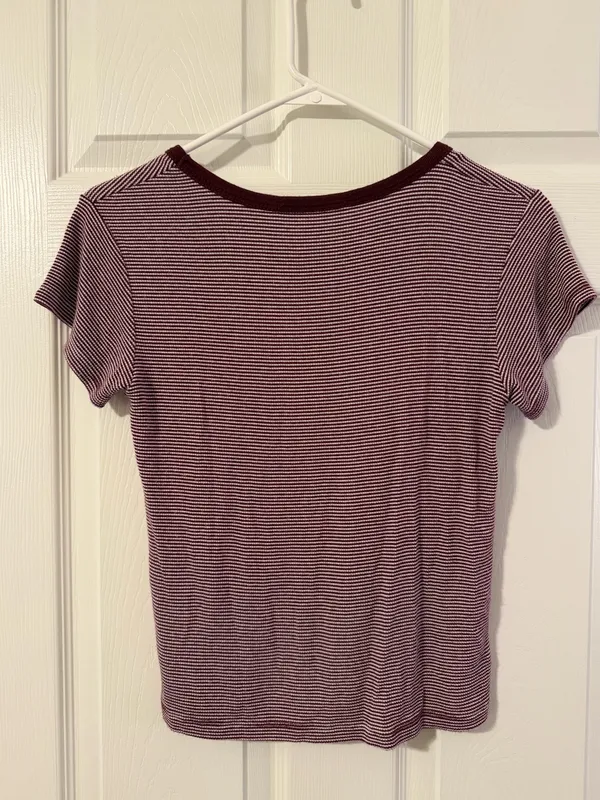 Brandy Melville Maroon Striped Top - Image 3