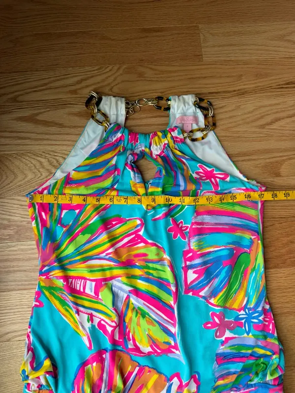 Lilly Pulitzer Siena Sea Blue Summer Haze Halter Dress S - Image 9