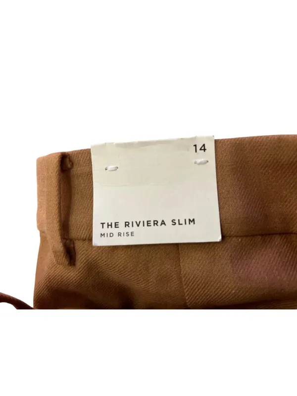 LOFT Riviera Slim Mid Rise Camel Cotton Linen Pants Womens 14 NEW - Image 15