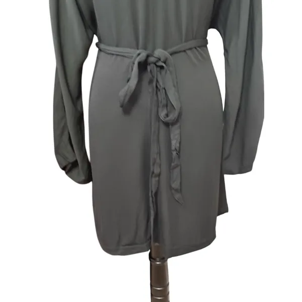 H&M Black Tie Belt Long Sleeve Neck Mini Dress Minimalist Style XS NWOT Office - Image 4