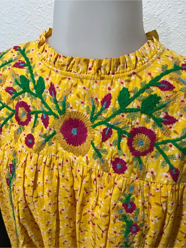 Uncle Frank Boutique Boho Floral Embroidered Dress Size Medium - Image 2