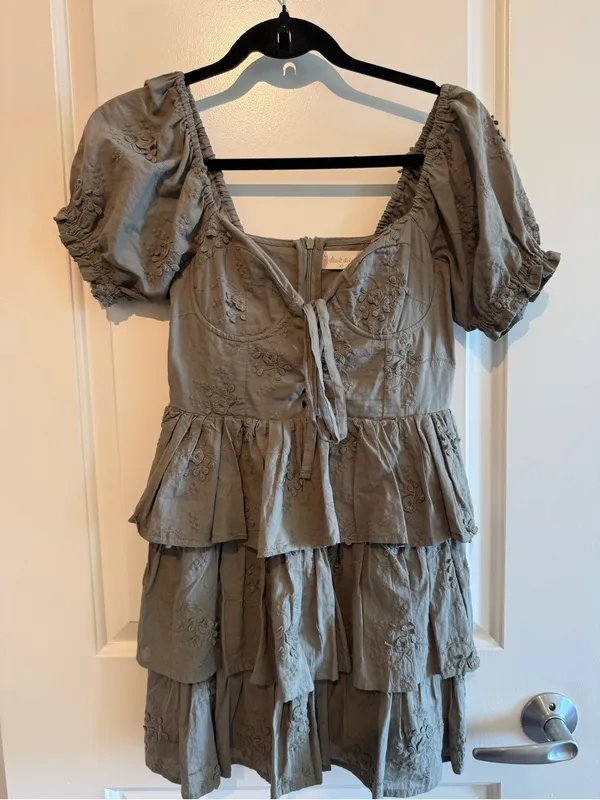 Altar'd State Olive Green Embroidered Mini Dress - Image 7