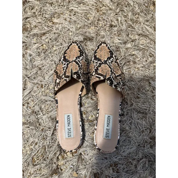 Steve Madden Ally Tan Snake Studded Mule Slides Shoes - Image 2