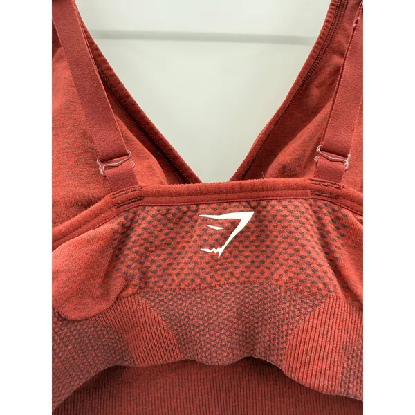 Gymshark Vital‎ Seamless 2.0 Sports Bra Womens Large Red Marl Racerback Gym - Image 3