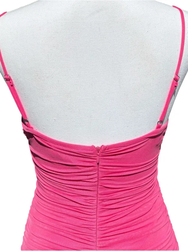 Princess Polly Calliope Hot Pink Ruched Mesh Mini Dress‎ Bodycon Strappy Size 4 - Image 4