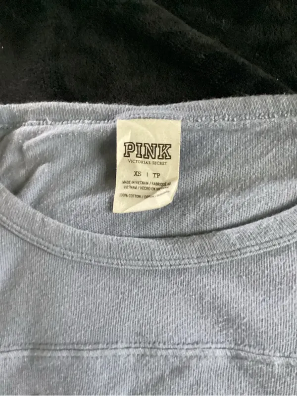 PINK Victoria's Secret Light Blue Long Sleeve Sequin Logo Top - Image 2
