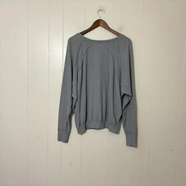 Free People We The Free Santa Clara Thermal Top Gray Oversized M - Image 10