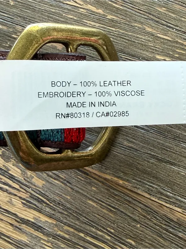 NWT Lucky Brand Leather Embroidered Patchwork Belt Size Small Woven Design - Image 7