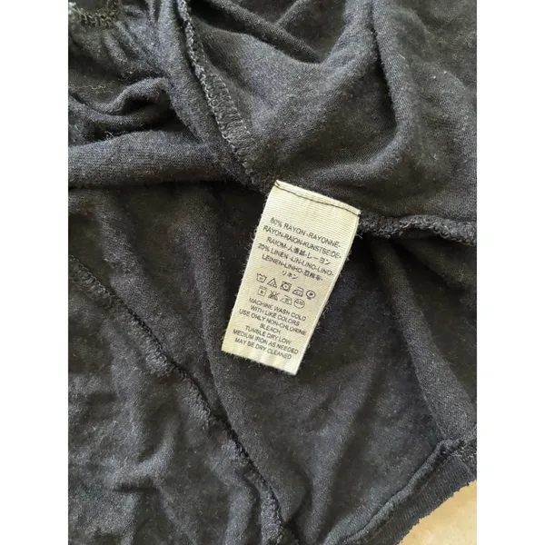 Free People Best‎ Girl Dress Womens Sm Black Mini Linen Blend Tiered Preppy Boho - Image 6