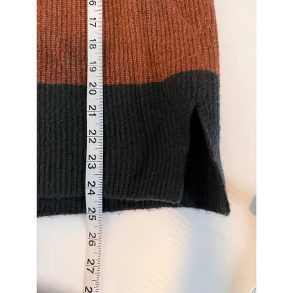 Abercrombie Fitch Striped Mock Neck Sweater Oversized Women XL Brown Black rugby - Image 6