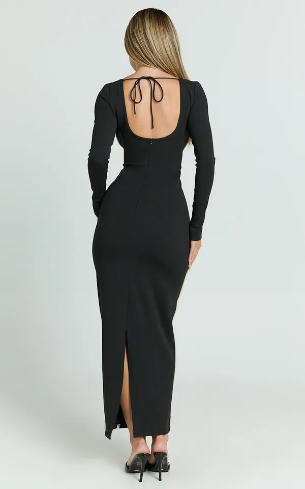 New Showpo ZAREENA Midi Dress Straight Neck Long Sleeve Slip Dress - Image 5