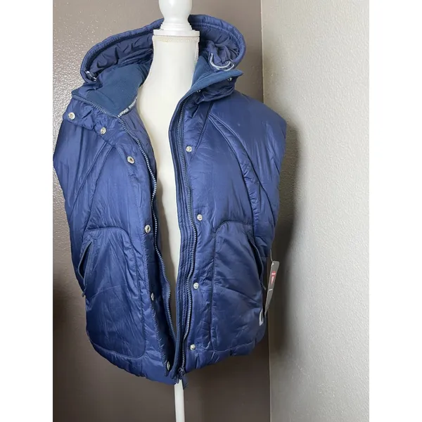 Free People FP Movement Navy Quilted Parker Hooded Puffer Vest Size Small NWT - Image 4