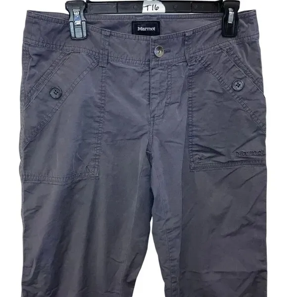 Marmot Charcoal Grey Convertible Hiking Pants size 8 outdoors Gorpcore rain resi - Image 5