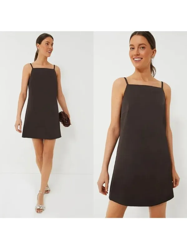 Tuckernuck Satin Lara mini shift dress in Chocolate Brown 6 New Womens - Image 10