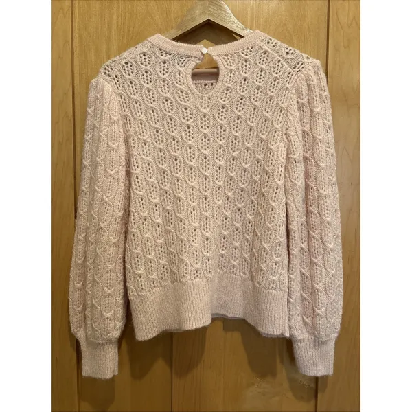 J.CREW Balloon Sleeve Cable Knit Sweater Alpaca Wool Blend Balletcore Size Large - Image 4