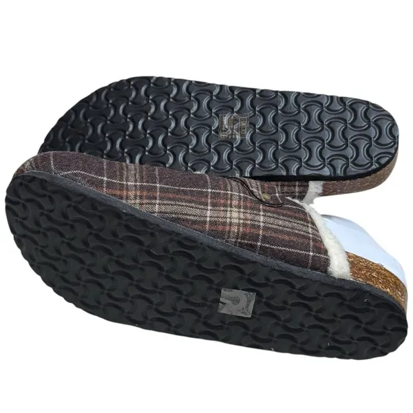 NWOT Fitory Plaid‎ Mule Slip Ons Cork Footbed Cozy Cabincore Holiday Women’s 12 - Image 6