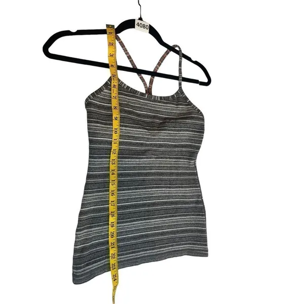 Lululemon y shaped power tank top activewear gray striped size 4 - Image 5