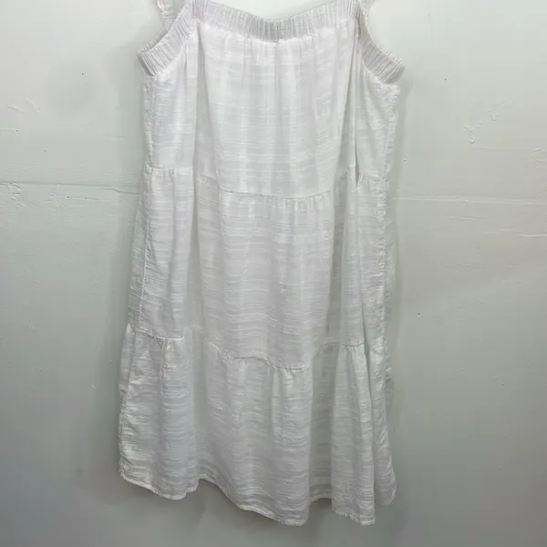 Altar’d State White Ruffled Strap Tired Dress cotton size Large - Image 4