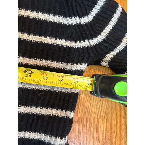 AllSaints Black White Striped Wool‎ Cashmere Mock Neck Sweater Large Ribbed Knit - Image 6