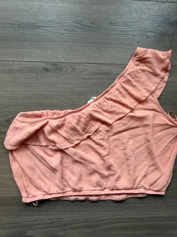 Hippie Rose Women's Ruffle One-Shoulder Peach Top - Image 2