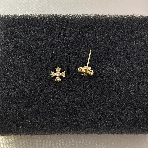 7mm CZ Cross Stud Earrings for Men Women Streetwear Punk Hip Hop Unisex Earrings - Image 2