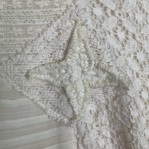Free People Leigh Ivory Chiffon Lace Bohemian Dress Long Sleeve W-599 Sz S - Image 8