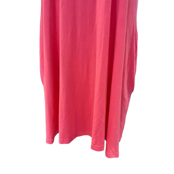Piko 1988 Bamboo Coral Dress Boho Lagenlook Casual Cap Sleeve Pockets Size LG - Image 3