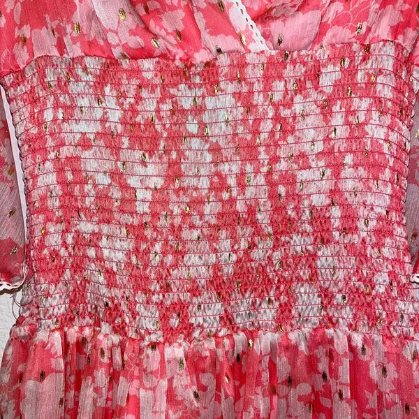 Chelsea & Violet Coral Pink Floral Smocked Mini Dress - Image 7