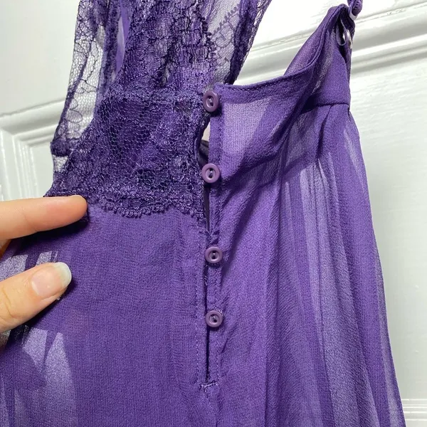 Stella McCartney Silk Sheer Camisole Lingerie Top with Lace Detail Purple Small - Image 6
