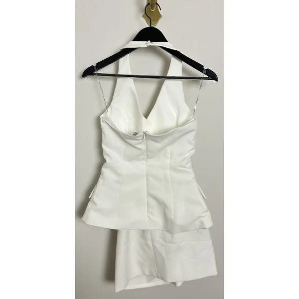 RARE LONDON Halter Neck Suiting Minidress in Ivory Size US 2 - Image 5