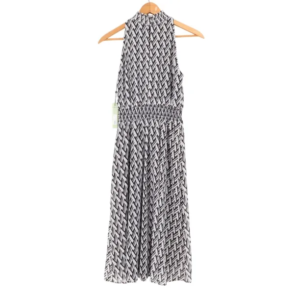 Sam Edelman Geo Mock‎ Neck Smock Waist Midi Dress Womens Size 4 Black White NWT - Image 5