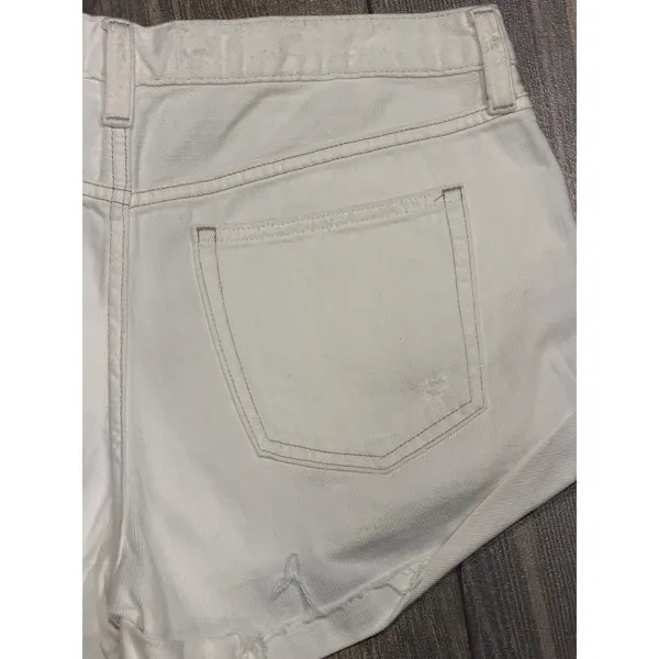 We The Free Free People White Distressed‎ Button Fly Denim Cuffed Shorts Size 31 - Image 8