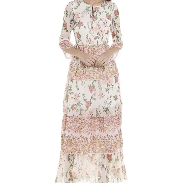 Vero‎ Moda Floral Ruffle Tiered Maxi Dress C27 - Image 2