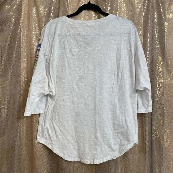 PINK Victoria’s Secret Watercolor Sequin Bling Oversized White T-Shirt, M - Image 2