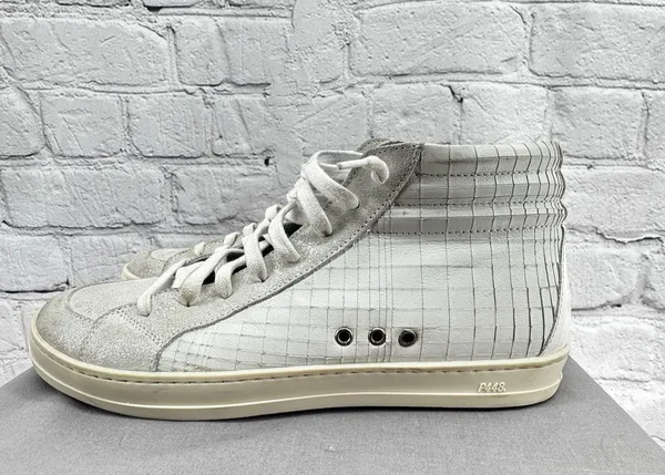 P448 Woman’s Dama Skate High-Top Sneakers Size 39 White/Multicolored Zip Italy - Image 3