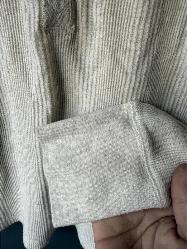 Aerie Cream Waffle Knit Henley Long Sleeve Thermal Top Size M - Image 3