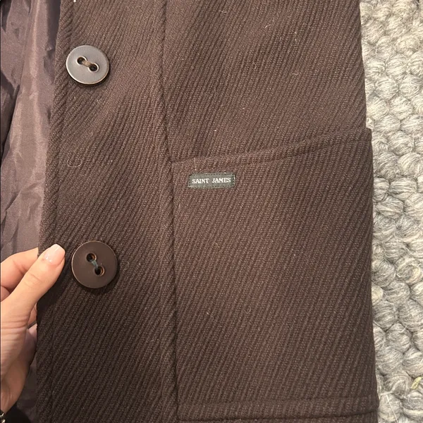 Saint James Paris Brown Wool Pea Coat - Image 6