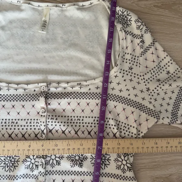 Skims 3X Fair Isle Cream Pointelle Henley Pajama Top Snowflakes Winter Holiday - Image 8