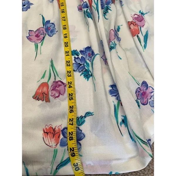 Vintage homemade white roses daisy floral printed maxi skirt Small - Image 6
