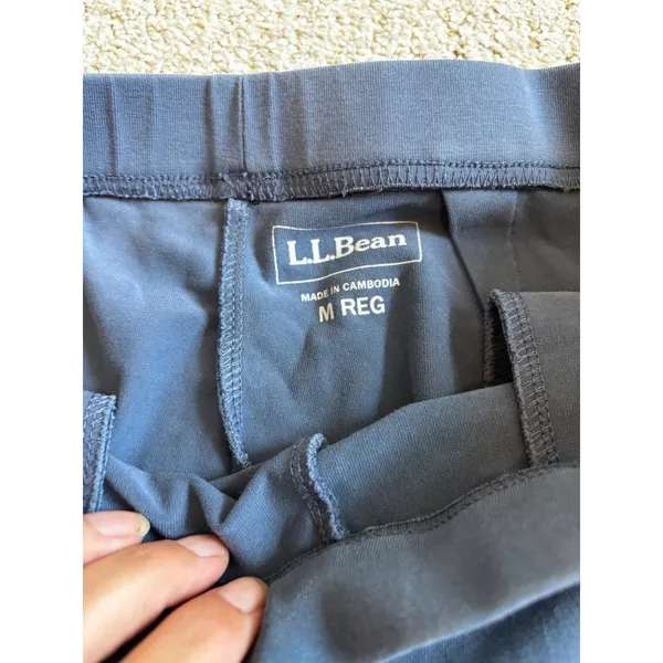 L.L. Bean Knit Pants M Blue Relaxed Straight Leg Elastic Waist Pockets - Image 3