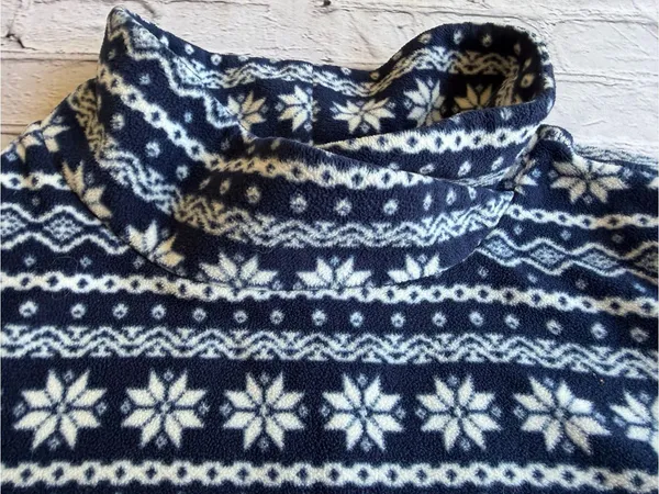 Lands' End Pullover Womens Fleece Mock Neck Large Faire Isle Snowflake Print EUC - Image 6